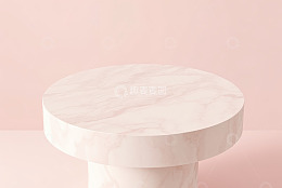 粉色背景大理石圆台展示素材