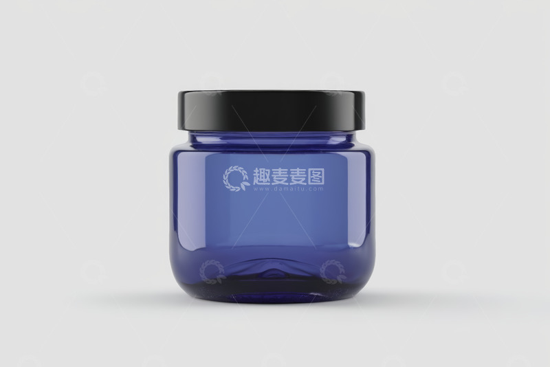 高清大图下载【趣麦麦图】蓝色玻璃罐容器特写