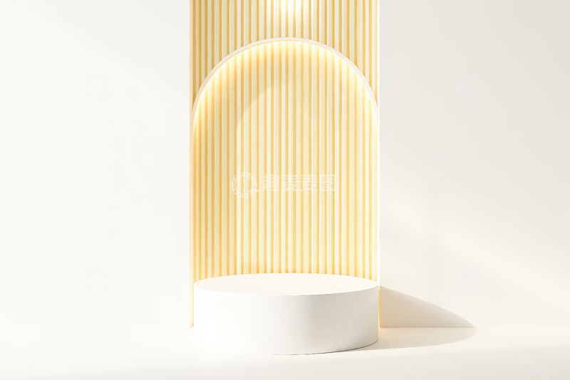 高清大图下载【趣麦麦图】白色圆形展示台与条纹背景