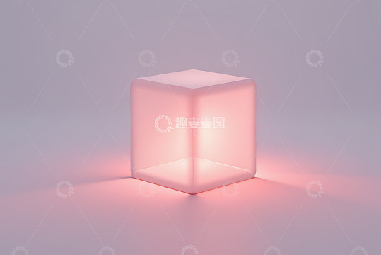 发光粉色透明立方体