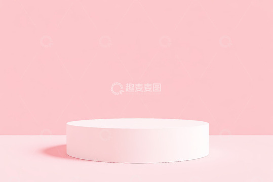 粉色背景白色圆形展示台