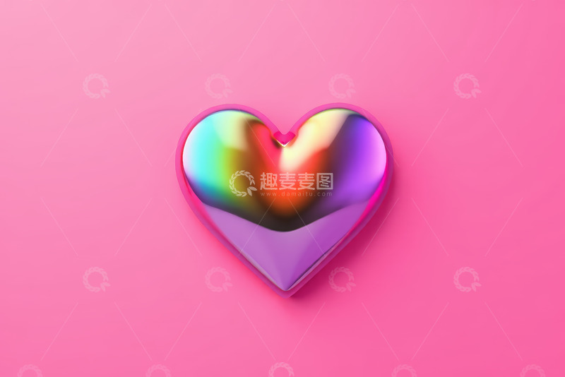 高清大图下载【趣麦麦图】粉色背景心形立体图标