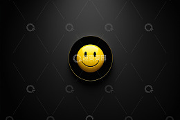 黑色背景上的黄色微笑表情