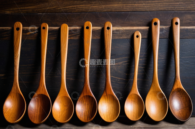 高清大图下载【趣麦麦图】排列整齐的木质勺子