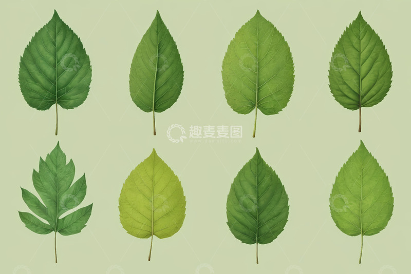 高清大图下载【趣麦麦图】多形态绿色叶片展示