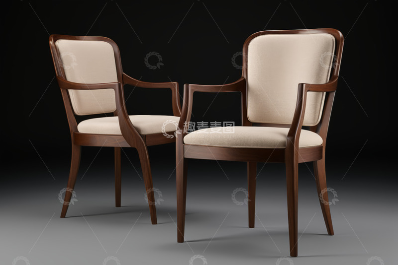 高清大图下载【趣麦麦图】现代风格双人木质扶手椅