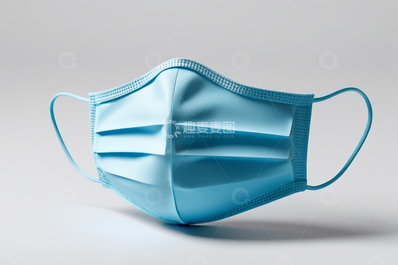 高清大图下载【趣麦麦图】蓝色一次性医用口罩特写