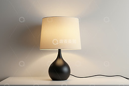 简约台灯摆放在白色台面上
