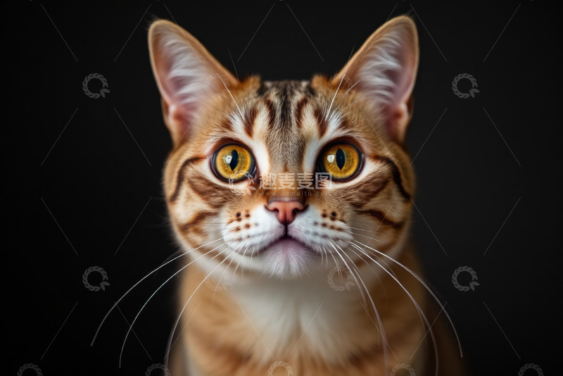 高清大图下载【趣麦麦图】特写斑纹猫专注神情