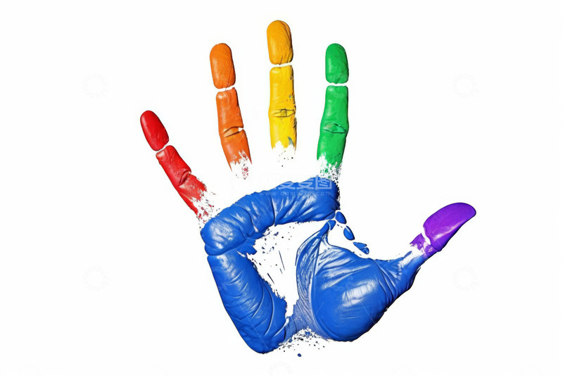 高清大图下载【趣麦麦图】彩色颜料涂抹的手掌