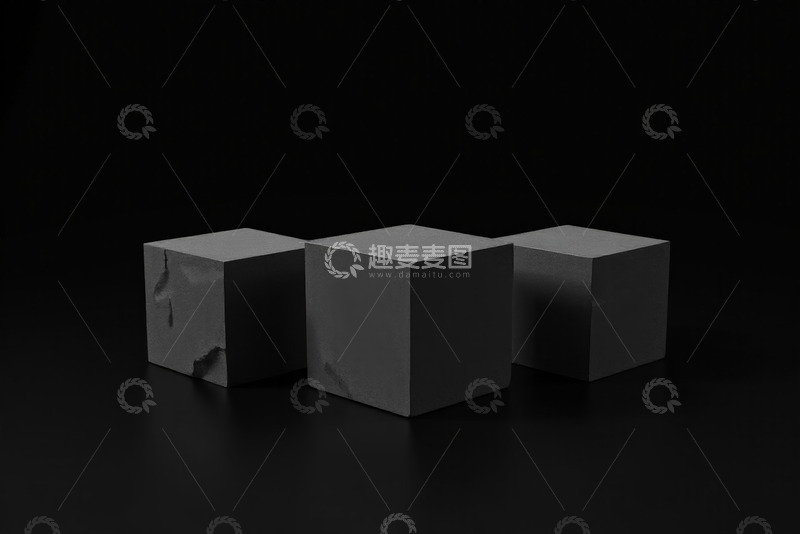 高清大图下载【趣麦麦图】三个灰色立方体静物展示