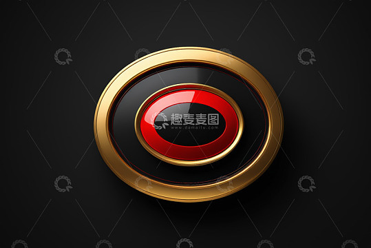 黑底金色红色立体圆环图标