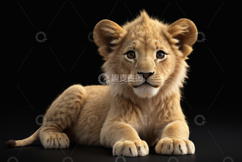 高清大图下载【趣麦麦图】可爱小狮子趴卧特写