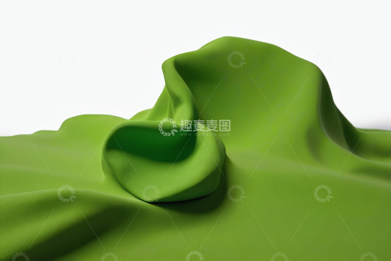 高清大图下载【趣麦麦图】绿色织物褶皱特写