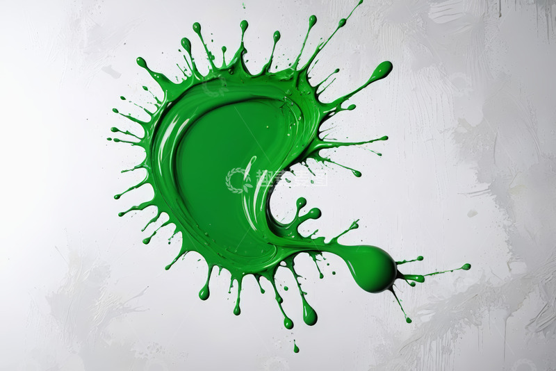 高清大图下载【趣麦麦图】绿色油漆飞溅特写