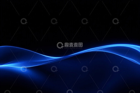 黑色背景蓝色光效波浪画面