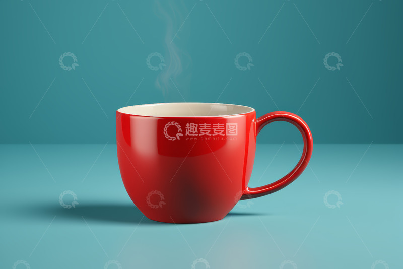 高清大图下载【趣麦麦图】红色马克杯装热饮特写