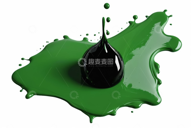 高清大图下载【趣麦麦图】绿色液体滴落扩散画面
