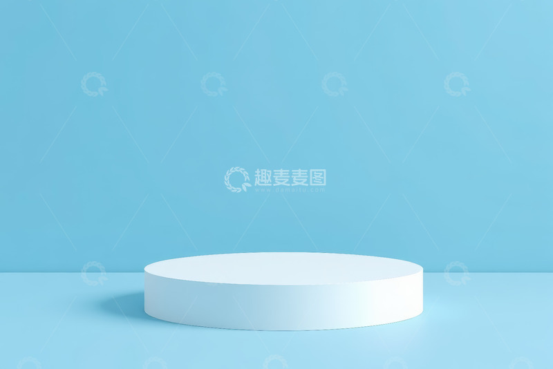高清大图下载【趣麦麦图】蓝色背景白色圆形展示台