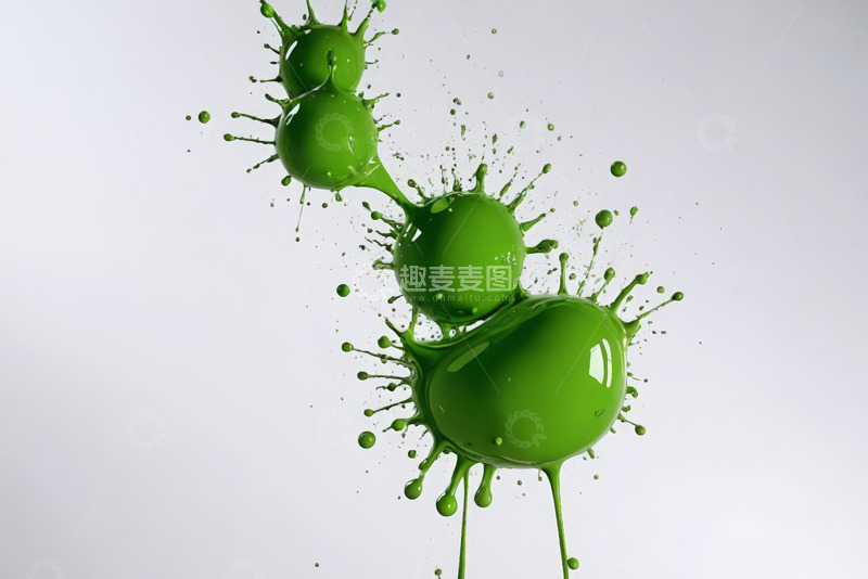 高清大图下载【趣麦麦图】绿色液体飞溅特写