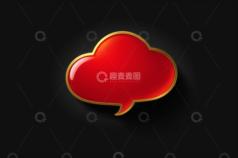 高清大图下载【趣麦麦图】红色金边云形对话气泡