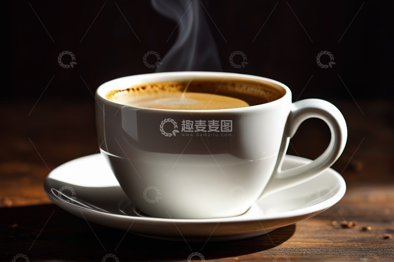 高清大图下载【趣麦麦图】木桌上热气腾腾的咖啡杯