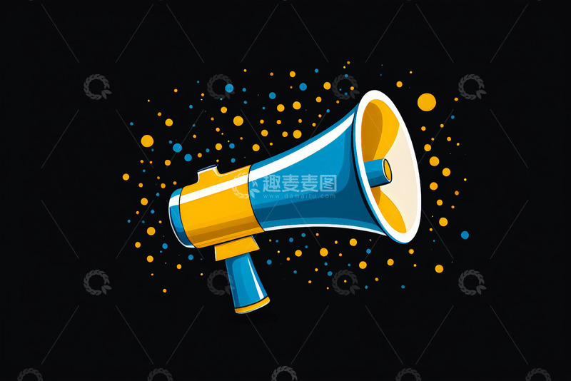 高清大图下载【趣麦麦图】蓝色黄色扩音器插图