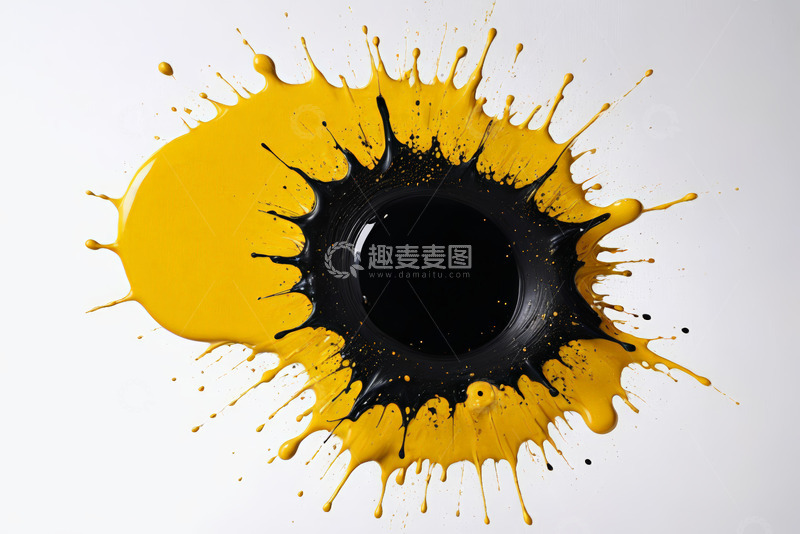 高清大图下载【趣麦麦图】黄色液体飞溅黑色中心画面