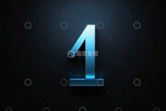 蓝色发光数字1设计素材