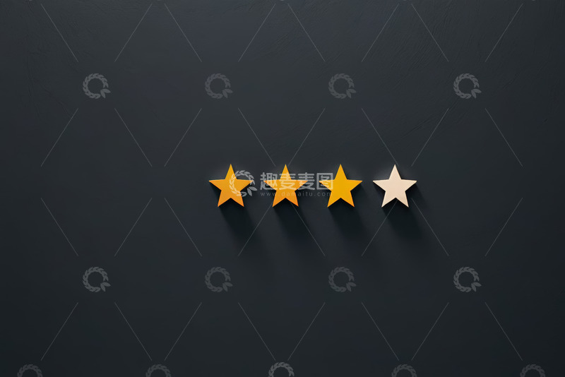 高清大图下载【趣麦麦图】黑色背景上的星级评价图标