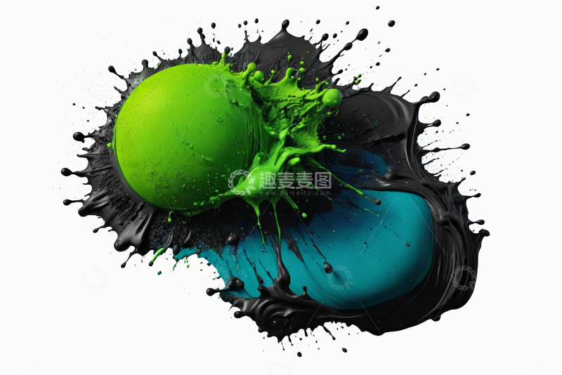 高清大图下载【趣麦麦图】彩色球体液体飞溅效果