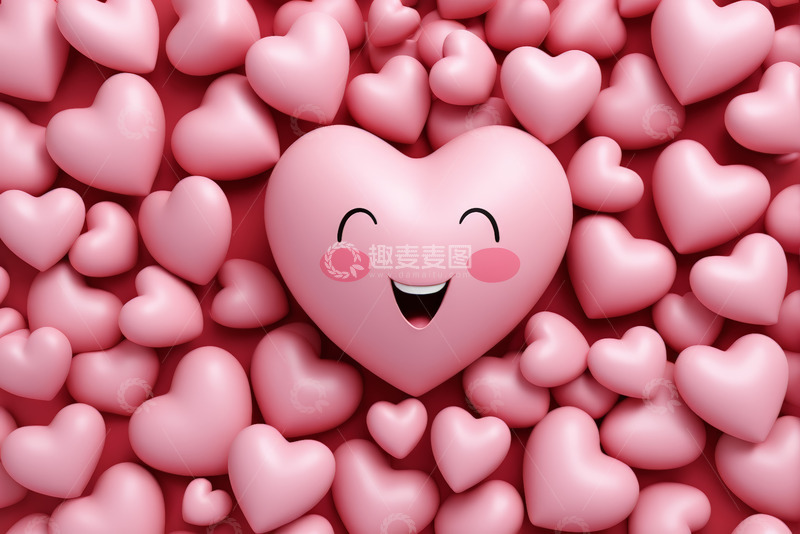 高清大图下载【趣麦麦图】粉色爱心表情图案