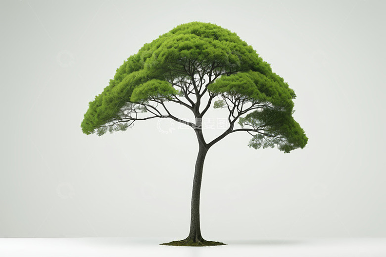 绿色单棵树木简约背景素材