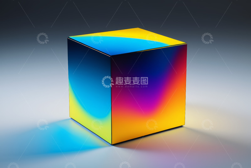 高清大图下载【趣麦麦图】彩色渐变立方体设计素材