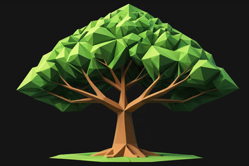 低多边形风格绿色树木