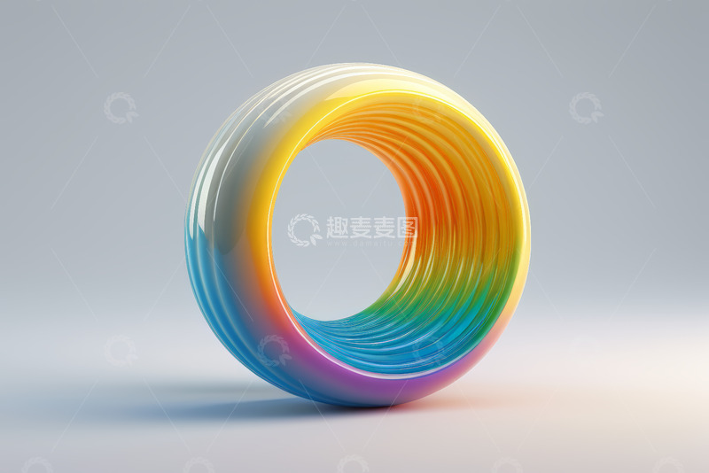 高清大图下载【趣麦麦图】彩色环形立体几何图形