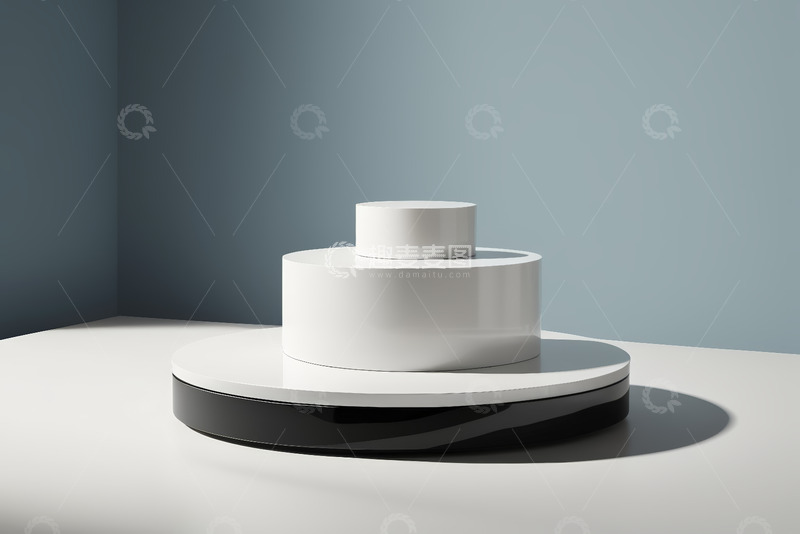 高清大图下载【趣麦麦图】白色多层圆形产品展示台