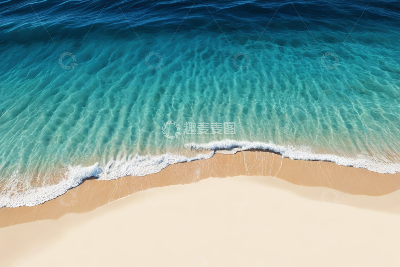 高清大图下载【趣麦麦图】俯瞰海滩与清澈海洋