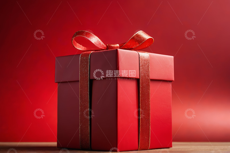 高清大图下载【趣麦麦图】红色礼品盒特写