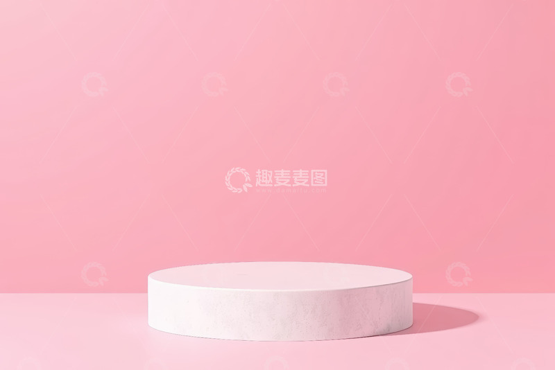 高清大图下载【趣麦麦图】粉色背景白色圆形展示台