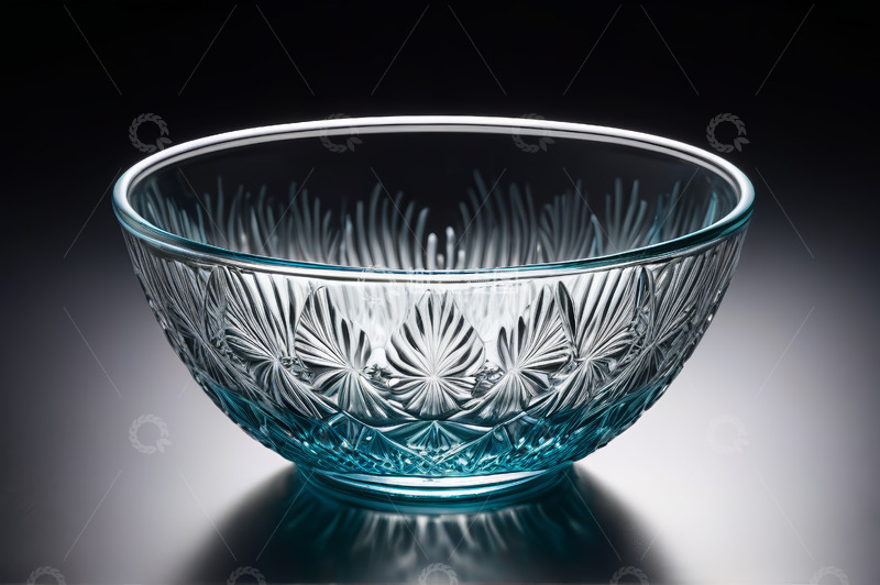 高清大图下载【趣麦麦图】精致花纹玻璃碗特写
