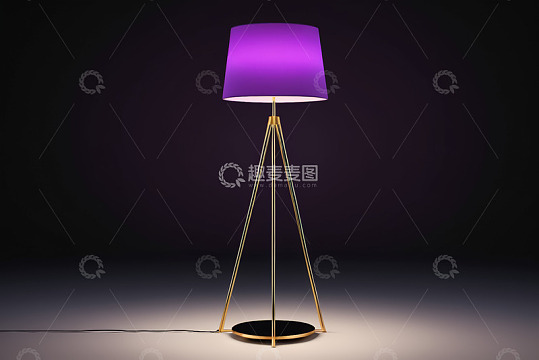 紫色灯罩金属落地灯