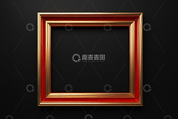 黑色背景上的红色金色相框