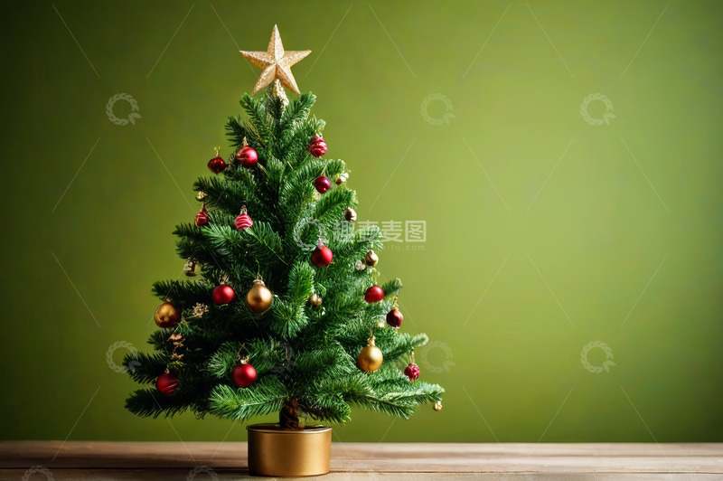 高清大图下载【趣麦麦图】装饰精美的小型圣诞树