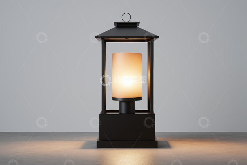 高清大图下载【趣麦麦图】简约现代风格黑色户外落地灯