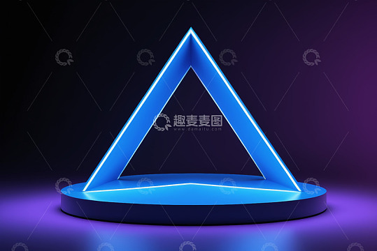 蓝色发光三角形舞台展示台