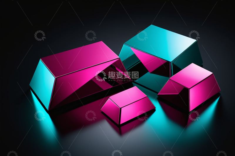 高清大图下载【趣麦麦图】彩色反光几何立体模型