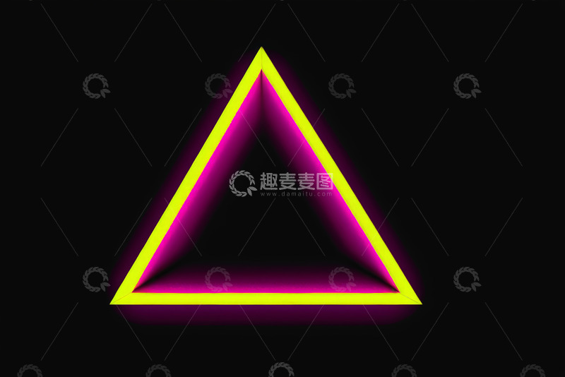 高清大图下载【趣麦麦图】黑色背景发光三角形图案