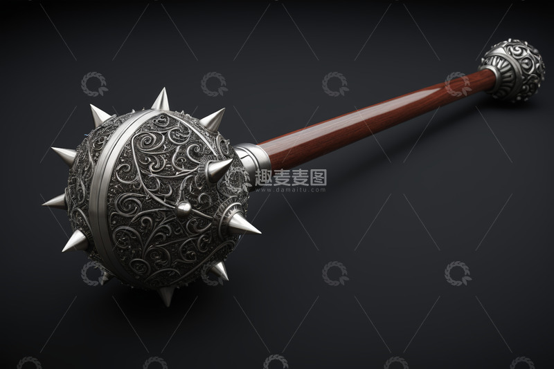 高清大图下载【趣麦麦图】金属雕花狼牙棒