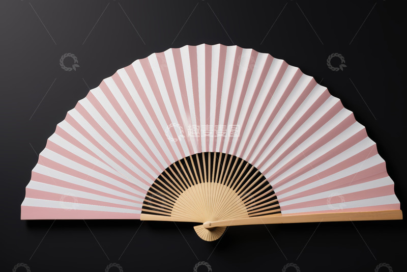高清大图下载【趣麦麦图】粉色条纹折扇特写素材